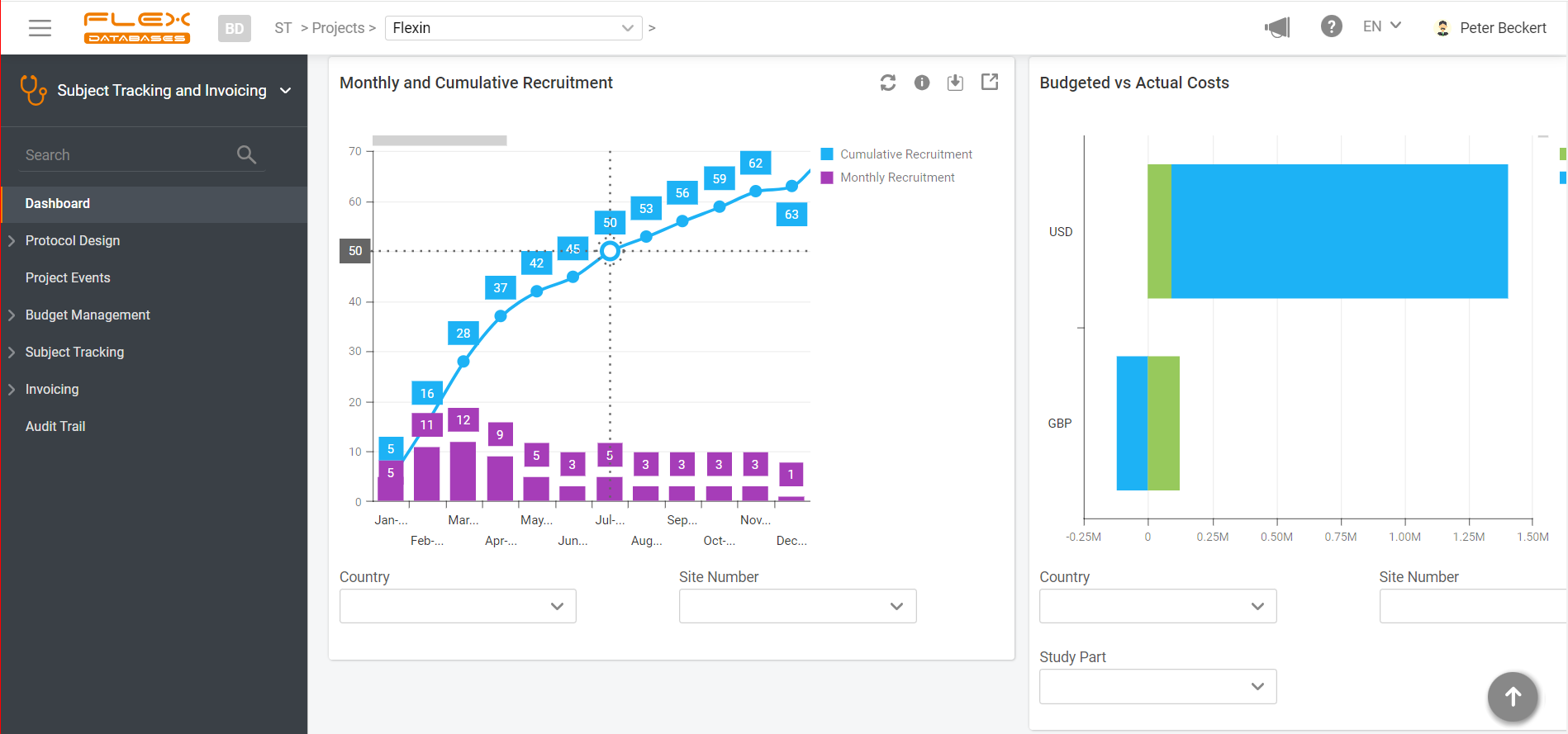 screenshot of Flex Databases platform